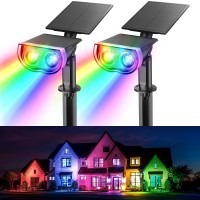 Linkind Rgb Solar Spot Lights Outdoor Solar Lights Outdoor Waterproof Ip67 Color Changing Solar Spotlights For Yard Landscape