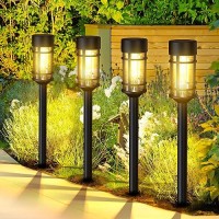 Ilanck Solar Pathway Lights 8 Pack, Bright Solar Lights Outdoor Waterproof Ip65, Led Solar Garden Lights Metal Landscape Lighting For Yard, Lawn, Driveway