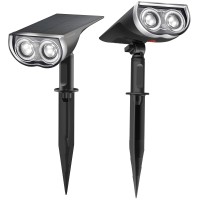 Linkind Solar Spotlights Outdoor, Starrays 2-In-1 Solar Outdoor Lights, Ip67 Waterproof Solar Spot Lights-Efficient And Durable Outdoor Lighting For Gardens And Pathway, Auto On/Off, 2 Pack Daylight