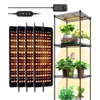 Barrina Ultrathin Grow Lights For Indoor Plants 40W 4 X 10W Full Spectrum Led Grow Light Panel With 3612H Auto Onoff Time