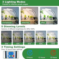 Wolezek Grow Lights For Indoor Plants 6000K 40 Leds Full Spectrum Plant Grow Lights Indoor White Grow Lamp With Clip Auto On