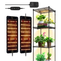 Barrina Grow Lights For Indoor Plants 20W 2 X 10W Full Spectrum Ultrathin Grow Light Panel With 3612H Auto Onoff Timer Fo