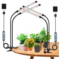 Wolezek Grow Lights For Indoor Plants 2 Pack 6000K Led White Plant Grow Lights Indoor Full Spectrum Grow Lamp With Clip Auto