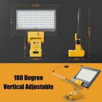 Cordless Led Work Lights For Dewalt 18V/20V Battery,48W 5760 Lumens Battery Powered Portable Flood Lights For Emergencies, Camping, Outdoor Job Site Work Light