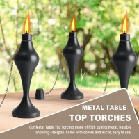 Fan-Torches 4 Pack Metal Table Top Torches, 18 Oz Citronella Torches For Outside, Easy To Refill Citronella Flame Light Torch With Wicks And Covers, Landscape Lanterns Torches For Yard, Patio, Garden