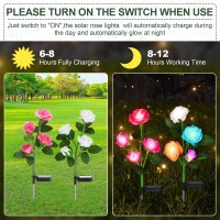 Geelin 10 Pcs Solar Rose Lights Outdoor Waterproof Garden Stake Flower Lights With 40 Rose Flowers 7 Color Changed Decorative Led Solar Landscape Light For Weeding Garden Yard Patio Pathway Walkway