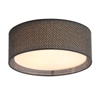 Wingbo 157 Modern 3Light Flush Mount Ceiling Light Fixture With Fabric Acrylic Double Drum Shade For Bedroom Living Room D