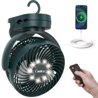 Camping Fan With Remote Control 65Hrs 12000Mah Rechargeable Fan 3 Speeds Timing Battery Powered Fan With Light Hook Tent