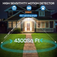 Led Motion Sensor Outdoor Lights Security Lights,35W 3500Lm Flood Lights Outdoor Motion Sensor Lights,6000K,Ip65 Waterproof,3 Head Motion Detection Outdoor Lights For Yard Garage Porch-Black