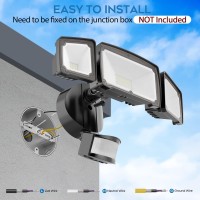 Led Motion Sensor Outdoor Lights Security Lights,35W 3500Lm Flood Lights Outdoor Motion Sensor Lights,6000K,Ip65 Waterproof,3 Head Motion Detection Outdoor Lights For Yard Garage Porch-Black