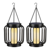 Mlambert Solar Lantern Outdoor Waterproof Hanging Solar Lights With Crystal Shining Effect Decorative Light With Hook For Gard