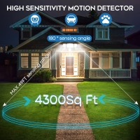 Hggh Led Motion Sensor Outdoor Lights Security Lights,3 Head Motion Detection Outdoor Lights 6000K Ip65 Waterproof,35W 3500Lm Flood Lights Outdoor Motion Sensor Lights For Yard Garage Porch- White