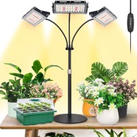 Lbw Plant Grow Light Full Spectrum Trihead Desk Plant Light For Indoor Plants Growing Lamp With 3H6H12H Timer 6Level Brig