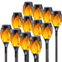 12Pack Orange Solar Halloween Lights Outdoor For Halloween Decorations With Flickering Flame Upgraded Super Bright Waterproo