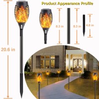 Ideaals 12-Pack Solar Torch Light With Flickering Flame, Upgraded Solar Outdoor Lights For Garden Decorations, Waterproof Solar Tiki Torches For Landscape Party Yard Patio Decoration