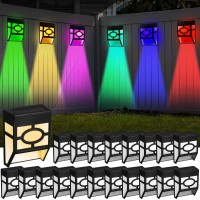 Funtery 20 Pcs Christmas Solar Fence Lights Outdoor 2 Modes Led Solar Deck Lights Colorful Waterproof Garden Deck Lighting For Post Patio Step Stair Pathway Yard Christmas Decoration