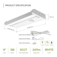 Asd Swivel Led Under Cabinet Lighting 9 Inch 3W Hardwired Or Plugin 2700K3000K4000K Hilow Switch Rotatable Lens Dimmab