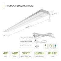 Asd Swivel Led Under Cabinet Lighting 48 Inch 24W Hardwired Or Plugin 2700K3000K4000K Hilow Switch Rotatable Lens Dimma