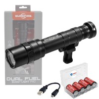 Sure Fire Duel Fuel Scoutlight Pro Tactical Light 1500 Lumen Led M640Df Black Bundle With 4 Extra 123A Batteries And A Lightjunction Battery Box