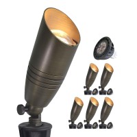 Coloer Brass Landscape Spotlights 6 Pack Landscape Light Fixture With 5W Aluminum Housing Mr16 Led Bulb 2700K 450Lm 12V Acdc L