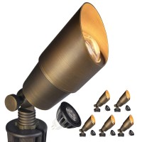 Coloer Brass Landscape Spotlights 6 Pack Spot Lights Outdoor With 5W Aluminum Housing Mr16 Led Bulb 2700K 450Lm 12V Acdc Low