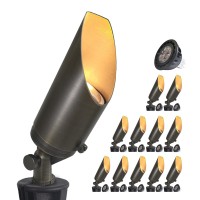 Coloer Brass Landscape Spotlights 12 Pack Spotlight Fixture Outdoor With 5W Aluminum Housing Mr16 Led Bulb 2700K 450Lm 12V Acdc