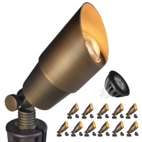 Coloer Brass Landscape Spotlights 12 Pack Spot Lights Outdoor With 5W Aluminum Housing Mr16 Led Bulb 2700K 450Lm 12V Acdc Low