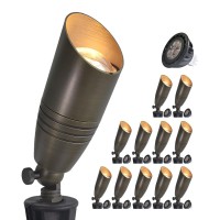 Coloer Brass Landscape Spotlights 12 Pack Landscape Light Fixture With 5W Aluminum Housing Mr16 Led Bulb 2700K 450Lm 12V Acdc