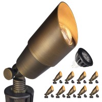 Coloer Brass Landscape Spotlights 10 Pack Spot Lights Outdoor With 5W Aluminum Housing Mr16 Led Bulb 2700K 450Lm 12V Acdc Low V