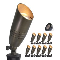 Coloer Brass Landscape Spotlights 10 Pack Landscape Light Fixture With 5W Aluminum Housing Mr16 Led Bulb 2700K 450Lm 12V Acdc