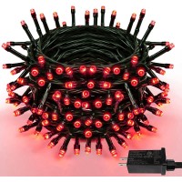 Yiqu 82Ft 200 Led Christmas String Lights Outdoor Indoor Extendable Green Wire Mini Lights Waterproof For Xmas Tree Party Wedding Home Garden Decoration (Red)