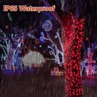 Yiqu 82Ft 200 Led Christmas String Lights Outdoor Indoor Extendable Green Wire Mini Lights Waterproof For Xmas Tree Party Wedding Home Garden Decoration (Red)