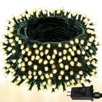 Super-Long 165Ft 500 Led Christmas String Lights Outdoor Indoor Green Wire, Memory Function Timer And 8 Modes, Waterproof Fairy String Lights For Xmas Tree Holiday Party Garden Decoration (Warm White)