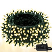 99Ft 300 Led Green Wire Christmas String Lights Outdoor Indoor, Memory Function & Timer & 8 Modes, Ul Certified, Waterproof Fairy String Lights For Christmas Tree Holiday Party Garden (Warm White)