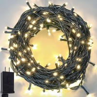 33Ft 100 Led Christmas String Lights Indoor Outdoor, Memory Function & Timer & 8 Modes, Ul Certified, Waterproof Fairy String Lights For Christmas Tree Holiday Party Garden Decorations (Warm White)