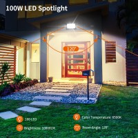 Blivrig 4 X 100 W Led Outdoor Spotlights Cool White 6500 K, 10000 Lm Outdoor Led Floodlight, Ip66 Waterproof Led Wall Light, For Patio, Paths, Garage, Jardi