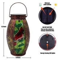 Solar Lanterns Outdoor Hanging Light Solar Powered Cardinal Glass Lights Decorative Waterproof Tabletop Lampwith Hollowedout