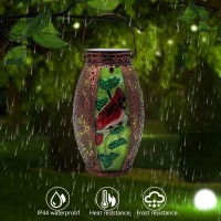 Solar Lanterns Outdoor Hanging Light Solar Powered Cardinal Glass Lights Decorative Waterproof Tabletop Lampwith Hollowedout