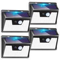 Solar Outdoor Lights Motion Sensor [140 Led/4 Packs] Solar Security Motion Lights Outdoor With 3 Lighting Modes Wireless Solar Powered Lights Waterproof For Outside Wall Garden Fence Backyard Deck