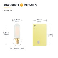 Dimmable Frosted E12 Candelabra Led Edison Bulb 2W Equal 25W Small Candle Base Chandelier Light Bulbs 2700K Warm White Vintage