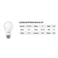 Bulbrite Pack Of 12 Item 774235 A19 Led Bulb 9W 60W Equiv Dimmable 3000K E26 Base 120V Soft White Light Atype Bulb