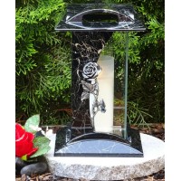 Grave Lamp Grave Lantern Rose Silver 28.0 Cm Including Grave Candle Grave Decoration Grave Light Lamp Lantern Light Candle Mourning Cemetery Garden