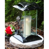 Grave Lamp Grave Lantern Rose Silver 28.0 Cm Including Grave Candle Grave Decoration Grave Light Lamp Lantern Light Candle Mourning Cemetery Garden