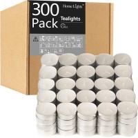 Homelights Tealight Candles - 4 Hours - Giant 100,200,300 Bulk Packs - White Unscented European Votive Smokeless Tea Lights For Shabbat, Weddings, Christmas, Home Decorative - 300 Pack