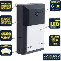 Coramdeo Commercial Residential Outdoor Wall Pack Light Dusk To Dawn Photocell Wet Location Built In Led Color Select Switch