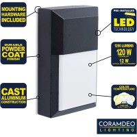 Coramdeo Commercial Residential Outdoor Sconce Wall Pack Light Wet Location Built In Led Color Select Switch For 3K 4K 5K