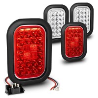 True Mods 2 Red 2 White 5 X 3 Rectangular Led Trailer Tail Light Kit Dot Fmvss 108 Grommets Plugs Submersible Stop