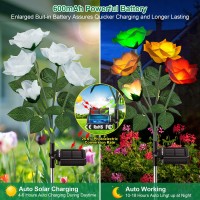 Garpar Solar Garden Lights 6 Pack 2024 Upgraded Brighter Solar Outdoor Lights With 30 Beautiful Realistic Rose Flowers 7 C