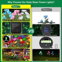 Garpar Solar Garden Lights 6 Pack 2024 Upgraded Brighter Solar Outdoor Lights With 30 Beautiful Realistic Rose Flowers 7 C