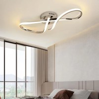 Bellastein Led Ceiling Light Living Room Dimmable Ceiling Light Modern Living Room Lamp With Remote Control Bedroom Hanging Bedroom Dining Room Kitchen Lighting (Chrome, Length 68 Cm)